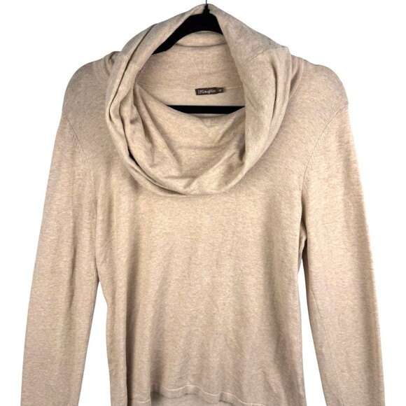 J McLaughlin Shirt Sweater Women's Medium Cowl Neck Modal Cotton Blend Beige - Picture 3 of 9